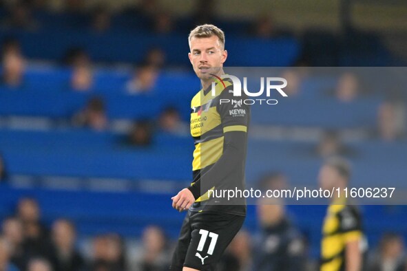 Elliot Newby (11 Barrow) looks on during the Carabao Cup Third Round match between Chelsea and Barrow at Stamford Bridge in London, England,...