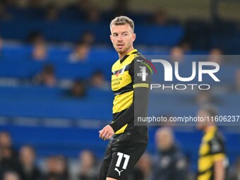 Elliot Newby (11 Barrow) looks on during the Carabao Cup Third Round match between Chelsea and Barrow at Stamford Bridge in London, England,...