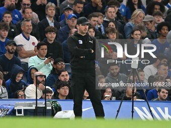 Manager Stephen Clemence (Manager Barrow) looks on during the Carabao Cup Third Round match between Chelsea and Barrow at Stamford Bridge in...