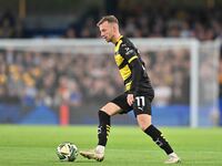 Elliot Newby (11 Barrow) controls the ball during the Carabao Cup Third Round match between Chelsea and Barrow at Stamford Bridge in London,...