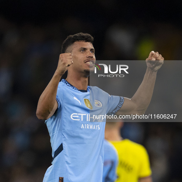 Matheus Nunes #27 of Manchester City F.C. celebrates his goal during the Carabao Cup Third Round match between Manchester City and Watford a...