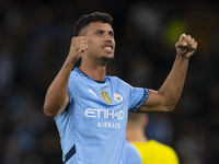 Matheus Nunes #27 of Manchester City F.C. celebrates his goal during the Carabao Cup Third Round match between Manchester City and Watford a...