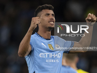 Matheus Nunes #27 of Manchester City F.C. celebrates his goal during the Carabao Cup Third Round match between Manchester City and Watford a...