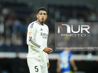 Jude Bellingham central midfield of Real Madrid and England during the La Liga match between Real Madrid CF and Deportivo Alavés at Estadio...