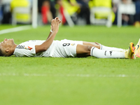 Kylian Mbappe centre-forward of Real Madrid and France  reacts during the La Liga match between Real Madrid CF and Deportivo Alavés at Estad...