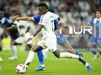 Vinicius Junior left winger of Real Madrid and Brazil shooting to goal during the La Liga match between Real Madrid CF and Deportivo Alavés...