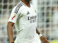 Rodrygo Goes right winger of Real Madrid and Brazil celebrates after scoring his sides first goal during the La Liga match between Real Madr...