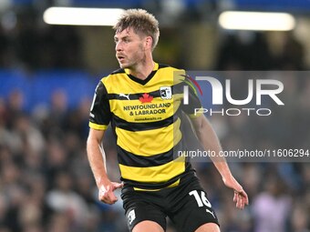 Sam Foley (16 Barrow) looks on during the Carabao Cup Third Round match between Chelsea and Barrow at Stamford Bridge in London, England, on...