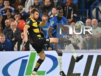 Curtis Stokes (14 Barrow) is in action during the Carabao Cup Third Round match between Chelsea and Barrow at Stamford Bridge in London on S...