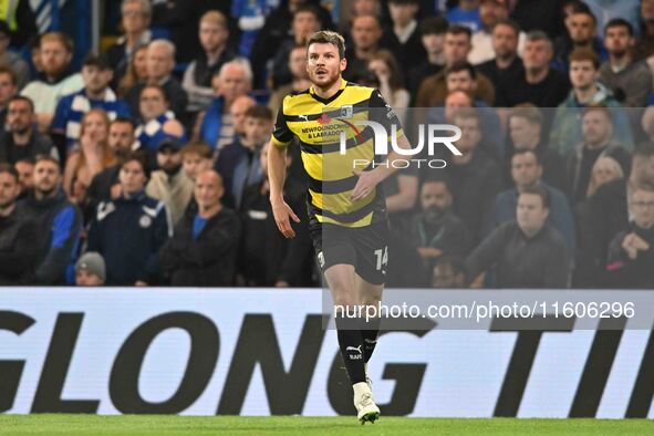 Curtis Stokes (14 Barrow) looks on during the Carabao Cup Third Round match between Chelsea and Barrow at Stamford Bridge in London, England...