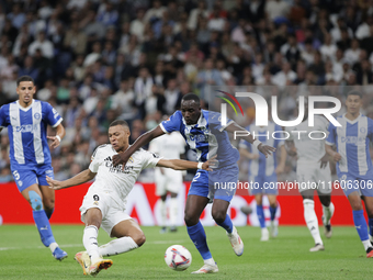 Kylian Mbappe of Real Madrid scores a goal during the La Liga 2024/25 match between Real Madrid and Alaves at Santiago Bernabeu Stadium in M...