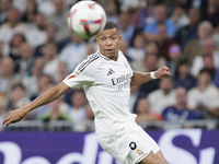 Kylian Mbappe of Real Madrid is in action during the La Liga 2024/25 match between Real Madrid and Alaves at Santiago Bernabeu Stadium in Ma...