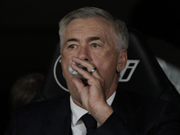 Real Madrid coach Carlo Ancelotti during the La Liga 2024/25 match between Real Madrid and Alaves at Santiago Bernabeu Stadium in Madrid, Sp...