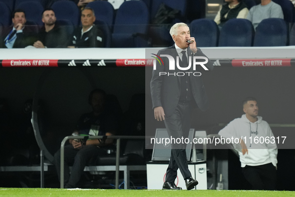 Carlo Ancelotti head coach of Real Madrid during the La Liga match between Real Madrid CF and Deportivo Alavés at Estadio Santiago Bernabeu...