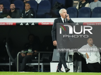 Carlo Ancelotti head coach of Real Madrid during the La Liga match between Real Madrid CF and Deportivo Alavés at Estadio Santiago Bernabeu...