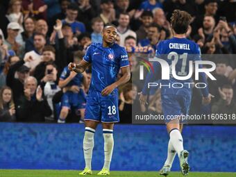 Christopher Nkunku (18 Chelsea) celebrates after scoring the team's fifth goal during the Carabao Cup Third Round match between Chelsea and...