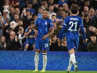 Christopher Nkunku (18 Chelsea) celebrates after scoring the team's fifth goal during the Carabao Cup Third Round match between Chelsea and...