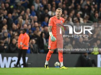 Goalkeeper Paul Farman (1 Barrow) looks on during the Carabao Cup Third Round match between Chelsea and Barrow at Stamford Bridge in London,...