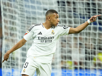 Kylian Mbappe centre-forward of Real Madrid and France celebrates after scoring disallowed goal during the La Liga match between Real Madrid...