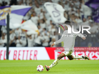 Jude Bellingham central midfield of Real Madrid and England during the La Liga match between Real Madrid CF and Deportivo Alavés at Estadio...