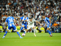 Kylian Mbappe centre-forward of Real Madrid and France in action during the La Liga match between Real Madrid CF and Deportivo Alavés at Est...