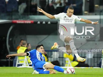 Kylian Mbappe centre-forward of Real Madrid and France in action during the La Liga match between Real Madrid CF and Deportivo Alavés at Est...