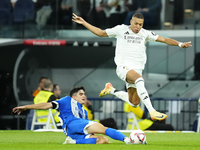 Kylian Mbappe centre-forward of Real Madrid and France in action during the La Liga match between Real Madrid CF and Deportivo Alavés at Est...