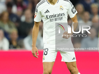 Jesus Vallejo centre-back of Real Madrid and Spainduring the La Liga match between Real Madrid CF and Deportivo Alavés at Estadio Santiago B...