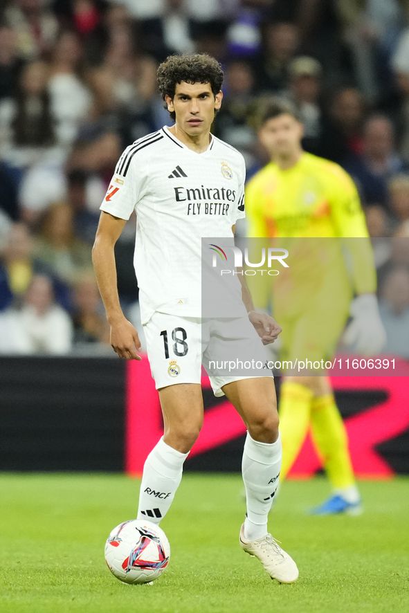 Jesus Vallejo centre-back of Real Madrid and Spainduring the La Liga match between Real Madrid CF and Deportivo Alavés at Estadio Santiago B...