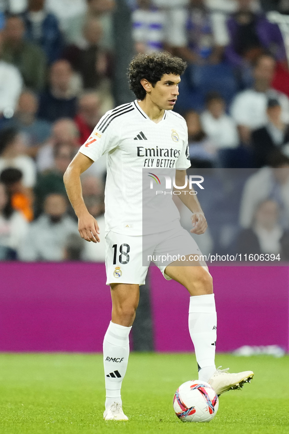 Jesus Vallejo centre-back of Real Madrid and Spainduring the La Liga match between Real Madrid CF and Deportivo Alavés at Estadio Santiago B...