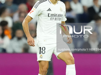 Jesus Vallejo centre-back of Real Madrid and Spainduring the La Liga match between Real Madrid CF and Deportivo Alavés at Estadio Santiago B...