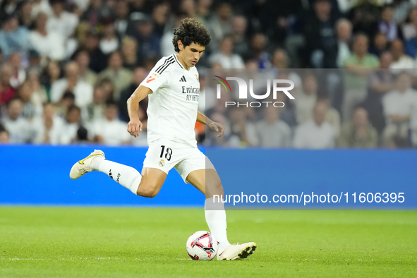 Jesus Vallejo centre-back of Real Madrid and Spainduring the La Liga match between Real Madrid CF and Deportivo Alavés at Estadio Santiago B...