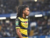 Neo Eccleston (2 Barrow) looks on during the Carabao Cup Third Round match between Chelsea and Barrow at Stamford Bridge in London, England,...