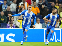 Kike Garcia centre-forward of Alaves and Spain celebrates after scoring his sides first goal during the La Liga match between Real Madrid CF...