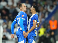 Kike Garcia centre-forward of Alaves and Spain celebrates after scoring his sides first goal during the La Liga match between Real Madrid CF...