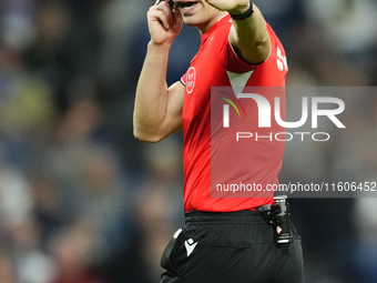 Referee Alejandro Muñiz Ruiz during the La Liga match between Real Madrid CF and Deportivo Alavés at Estadio Santiago Bernabeu on September...