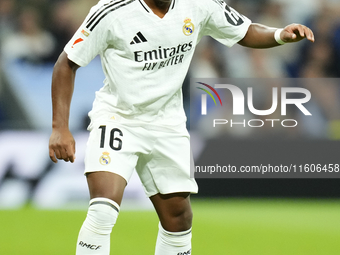 Endrick centre-forward of Real Madrid and Brazil during the La Liga match between Real Madrid CF and Deportivo Alavés at Estadio Santiago Be...