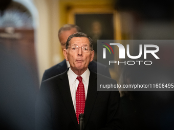 Sen. John Barrasso (R-WY) speaks during Senate Republicans' weekly press conference in Washington, DC, on September 24, 2024. (