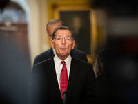 Sen. John Barrasso (R-WY) speaks during Senate Republicans' weekly press conference in Washington, DC, on September 24, 2024. (