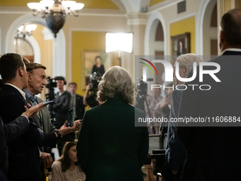 Senate Minority Leader Mitch McConnell (R-KY) and Senate Republican leaders answer questions during their weekly press conference in Washing...