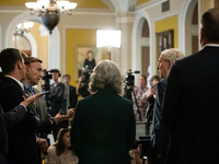 Senate Minority Leader Mitch McConnell (R-KY) and Senate Republican leaders answer questions during their weekly press conference in Washing...