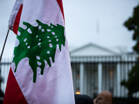 People demonstrate in front of the White House in support of Lebanon, following extensive air strikes by Israel, in Washington, DC, on Septe...