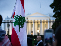 People demonstrate in front of the White House in support of Lebanon, following extensive air strikes by Israel, in Washington, DC, on Septe...