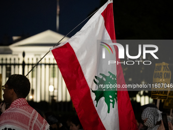 People demonstrate in front of the White House in support of Lebanon, following extensive air strikes by Israel, in Washington, DC, on Septe...