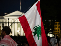 People demonstrate in front of the White House in support of Lebanon, following extensive air strikes by Israel, in Washington, DC, on Septe...