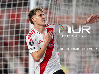 Players of River Plate from Argentina and Colo Colo from Chile during a second leg soccer game of the quarterfinals of the Copa Libertadores...