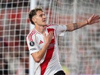 Players of River Plate from Argentina and Colo Colo from Chile during a second leg soccer game of the quarterfinals of the Copa Libertadores...