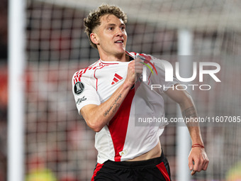 Players of River Plate from Argentina and Colo Colo from Chile during a second leg soccer game of the quarterfinals of the Copa Libertadores...