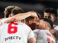 Players of River Plate from Argentina and Colo Colo from Chile during a second leg soccer game of the quarterfinals of the Copa Libertadores...