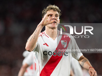 Players of River Plate from Argentina and Colo Colo from Chile during a second leg soccer game of the quarterfinals of the Copa Libertadores...